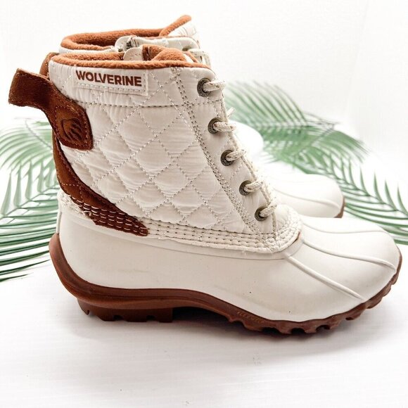 Wolverine Heritage White Torrent Quilted Round Toe Lace Up Duck Boots Size 9M - Picture 5 of 11